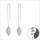 Aramat jewels ® - Doortrek oorbellen blaadje zilverkleurig chirurgisch staal 8 cm