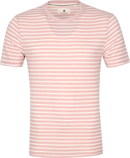 Anerkjendt - T-shirt Akrod Strepen Roze - Heren - Maat XXL - Modern-fit