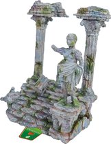 Boon aqua deco ornament polyresin Romeinse tempel met beeld grijs, 22x16x17,5 cm.
