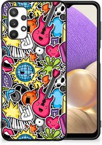 Telefoon Hoesje Geschikt voor Samsung Galaxy A32 5G Hoesje met Zwarte rand Punk Rock