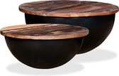 Decoways - 2-delige Salontafelset komvormig massief gerecycled hout zwart