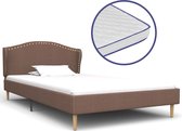 Decoways - Bed met traagschuim matras stof bruin 90x200 cm