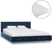 Decoways - Bed met matras fluweel blauw 120x200 cm