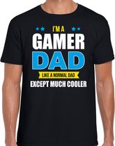 Gamer dad like normal except cooler cadeau t-shirt zwart - heren - hobby / vaderdag / cadeau shirts M