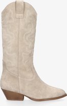 Tango | Nina oblique 7-h beige suede western boot - natural heel/sole | Maat: 38