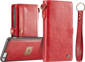 Apple iPhone 6 Hoesje - Caseme - Luxe Wallet Serie - Kunstlederen Bookcase / 2in1 Case - Rood - Hoesje Geschikt Voor Apple iPhone 6