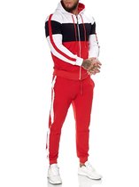 Heren - joggingpak - Huispak - Wit - Rood - 1082