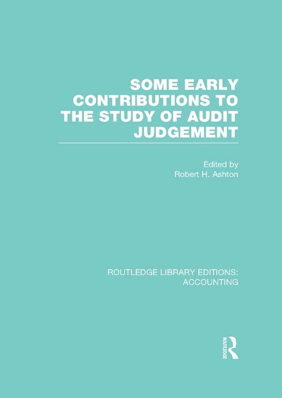 Some Early Contributions to the Study of Audit Judgement - cover
