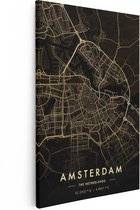 Artaza - Peinture sur Canevas - Carte de la ville d'Amsterdam en or noir - 80x120 - Petit - Photo sur Toile - Impression sur Toile