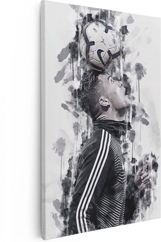 Artaza Canvas Schilderij Cristiano Ronaldo met Bal op het Hoofd - 20x30 - Klein - Foto Op Canvas - Canvas Print