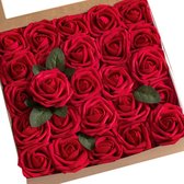 Msrlassn Kunstbloemen Rose Real Looking Fuchsia Nep Foam Rozen voor DIY Bruiloft Boeketten Centerpieces Bruids Douche Party Woondecoratie (Wijn Rood, 25st) - Valentijn cadeautje