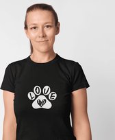 Paw Love T-Shirt, Funny Gift For Dog Lovers, Tees With Dog Paw, Cute T-Shirt For Everyone, Dog Owner Gifts, Unisex Soft Style T-Shirt, D001-062B, M, Zwart