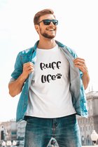 Ruff Life Paw T-Shirt,Grappige T-Shirt Voor Hondenbezitters,Unisex T-Shirts Met Schattige Poot,Uniek Cadeau Voor Hondenliefhebbers,D001-099W, L, Wit