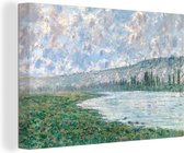 Canvas Schilderij Seine at Vetheuil - schilderij van Claude Monet - 120x80 cm - Wanddecoratie