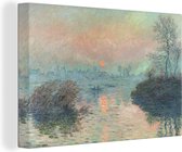 Canvas Schilderij Sun setting on the Seine - schilderij van Claude Monet - 30x20 cm - Wanddecoratie