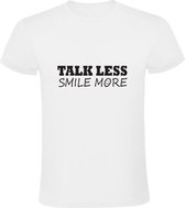 Talk less smile more Heren t-shirt | minder praten meer lachen | grappig | cadeau | Wit