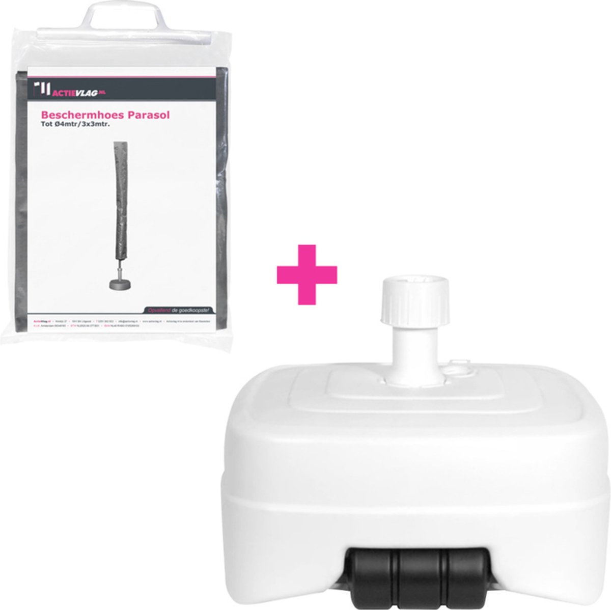 Bol.com Parasolvoet 50L Plastic Wit + Beschermhoes Parasol - Actievlag.nl aanbieding