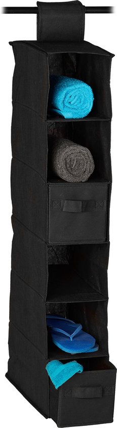 4x hangende opberger, ruimtebesparend, bamboe en stof, wandorganizer, 3 vakken, HBD: 58 x 34 x 15 cm, grijs