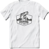 Fishing - Vissen T-Shirt | Grappig Verjaardag Vis Hobby Cadeau Shirt | Dames - Heren - Unisex | Tshirt Hengelsport Kleding Kado - Wit - XL