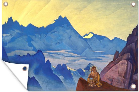 Tuinposters buiten Milarepa, the one who harkened - schilderij van Nicholas Roerich - 90x60 cm - Tuindoek - Buitenposter