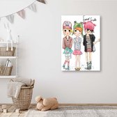Trend24 - Canvas Schilderij - Vrienden - Schilderijen - Voor Jongeren - 60x90x2 cm - Roze