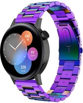 Stalen Smartwatch bandje - Geschikt voor  Huawei Watch GT 3 42mm stalen band - regenboog - 42mm - Strap-it Horlogeband / Polsband / Armband