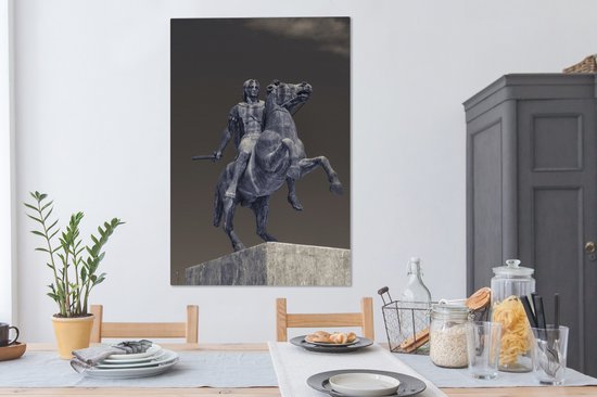 Canvas schilderij 90x140 cm - Wanddecoratie Close-up van het monument van Alexander The Great in Thessaloniki, Griekenland - Muurdecoratie woonkamer - Slaapkamer decoratie - Kamer accessoires - Schilderijen
