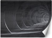 Trend24 - Behang - 3D Gray Tunnel - Vliesbehang - Fotobehang 3D - Behang Woonkamer - 200x140 cm - Incl. behanglijm