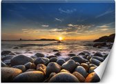 Trend24 - Behang - Zonsondergang Aan De Kust - Vliesbehang - Fotobehang Natuur - Behang Woonkamer - 100x70 cm - Incl. behanglijm