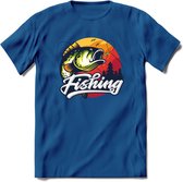 Fishing - Vissen T-Shirt | Grappig Verjaardag Vis Hobby Cadeau Shirt | Dames - Heren - Unisex | Tshirt Hengelsport Kleding Kado - Donker Blauw - M