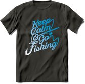 Keeo Calm Go Fishing - Vissen T-Shirt | Grappig Verjaardag Vis Hobby Cadeau Shirt | Dames - Heren - Unisex | Tshirt Hengelsport Kleding Kado - Donker Grijs - S