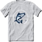 Fishing - Vissen T-Shirt | Grappig Verjaardag Vis Hobby Cadeau Shirt | Dames - Heren - Unisex | Tshirt Hengelsport Kleding Kado - Licht Grijs - Gemaleerd - L