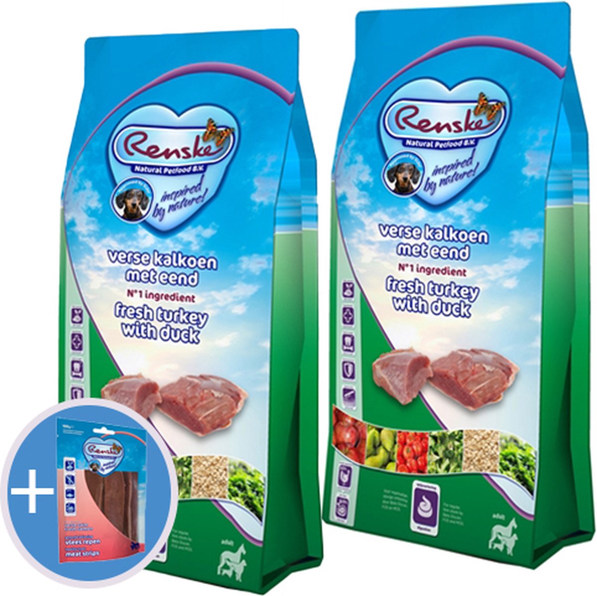 Renske super premium adult kalkoen / eend hondenvoer 2 x 12 kg