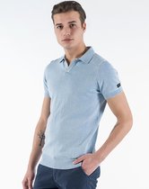 P&S Heren gebreide polo-LUCA-Blue-S