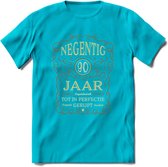 90 Jaar Legendarisch Gerijpt T-Shirt | Roest - Ivoor | Grappig Verjaardag Cadeau | Dames - Heren | - Blauw - 3XL