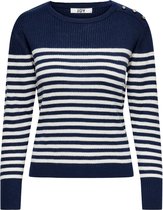 Jacqueline de Yong Trui Jdydulu L/s Stripe Pullover Knt 15247504 Black Iris Dames Maat - XL