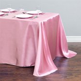 Luxe Tafellaken Katoen - 180x145 cm - Licht Roze - Satijn Tafelkleed - Eetkamer Decoratie - Tafelen