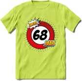 68 Jaar Hoera Verkeersbord T-Shirt | Grappig Verjaardag Cadeau | Dames - Heren | - Groen - 3XL