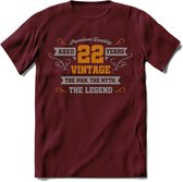 22 Jaar Legend T-Shirt | Goud - Zilver | Grappig Verjaardag Cadeau | Dames - Heren | - Burgundy - L