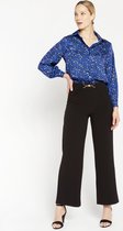 LOLALIZA Satijnen hemd met luipaardprint - Blauw - Maat 44