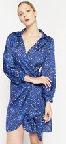 LOLALIZA Wikkeljurk met luipaardprint - Blauw - Maat 36