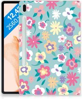 Hoesje Samsung Galaxy Tab S7FE TPU Bumper Flower Power met transparant zijkanten