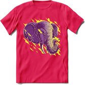 Dieren T-Shirt | Olifant shirt Heren / Dames | Wildlife elephant cadeau - Roze - XXL