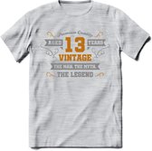 13 Jaar Legend T-Shirt | Goud - Zilver | Grappig Verjaardag Cadeau | Dames - Heren | - Licht Grijs - Gemaleerd - M
