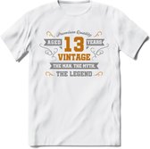 13 Jaar Legend T-Shirt | Goud - Zilver | Grappig Verjaardag Cadeau | Dames - Heren | - Wit - XXL