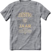 60 Jaar Legendarisch Gerijpt T-Shirt | Grijs - Ivoor | Grappig Verjaardag Cadeau | Dames - Heren | - Donker Grijs - Gemaleerd - XXL