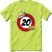 20 Jaar Hoera Verkeersbord T-Shirt | Grappig Verjaardag Cadeau | Dames - Heren | - Groen - 3XL