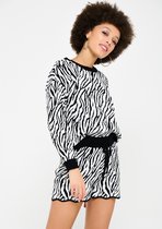 LOLALIZA Short met zebraprint - Zwart - Maat M