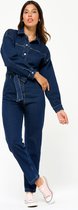 LOLALIZA Denim jumpsuit met ceintuur - Donker Blauw - Maat 36