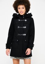 LOLALIZA Duffle coat met capuchon - Zwart - Maat 42